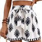 Black Tribal Geometric Print Belted High Waist Casual Shorts