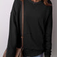 Black Drop Shoulder Crisscross Stitching Pocketed Loose Sweatshirt