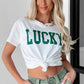 White LUCKY Printed Round Neck St Patricks T Shirt
