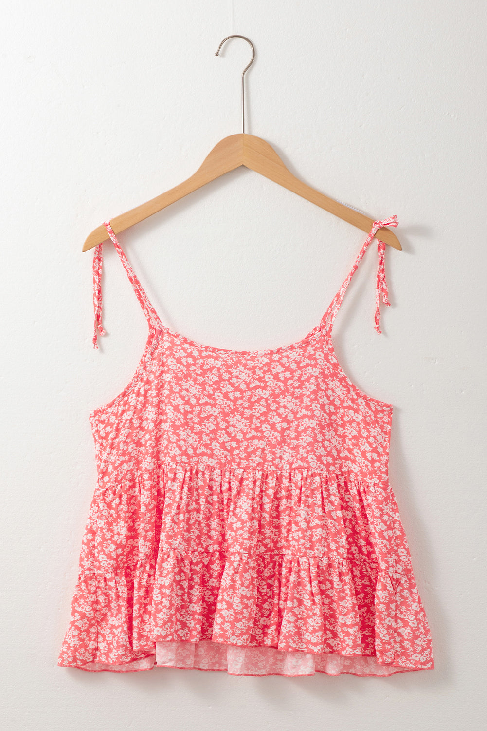 Red Floral Adjustable Straps Babydoll Tank Top