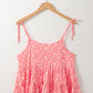 Red Floral Adjustable Straps Babydoll Tank Top