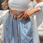 Beau Blue Buttoned Front High Waist Side Pockets Denim Maxi Skirt