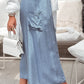 Beau Blue Buttoned Front High Waist Side Pockets Denim Maxi Skirt