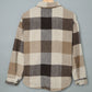 Khaki Plaid Color Block Buttoned Long Sleeve Jacket with Pocket