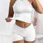 Halter Short Sleeve Hollow out Tank and Casual Shorts Set