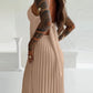 Bandeau Sleeveless Pleated Dress Elegant Flowy A Line Maxi Dress