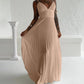 Bandeau Sleeveless Pleated Dress Elegant Flowy A Line Maxi Dress