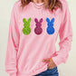 Pink Easter Bunny Patched Drop Shoulder Sweatshirt