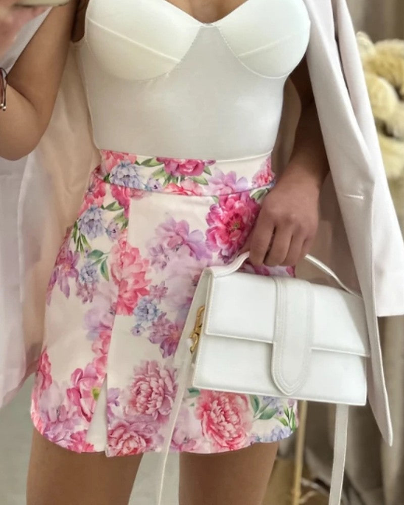 Floral Print Casual Skirt Shorts