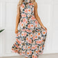 Black Boho Floral Print Knotted Halter Ruffled Maxi Dress