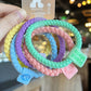 Pink 5Pcs Smile Face Tab Braided Hair Tie Set