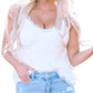 White Delicate Lace Trim Flared Tank Top