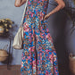 Pink Floral Smocked Bust Spaghetti Straps Wide Leg Jumpsuit