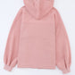 Pink Flap Pocket Drawstring Hood Zip Up Jacket