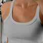 Scoop Neck Spaghetti Strap Ribbed Top Casual Sleeveless Slim Fit Tank