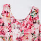 Pink Floral Round Neck Twisted Cut Out Back Tank Top