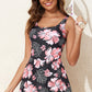 Black Floral Print Twisted Hollowed Back Swim Dress