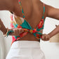 Floral Print Bandeau Spaghetti Strap Tank Casual Back Tied Detail Asymmetrical Hem Top