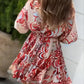 Abstract Print Puff Sleeve Mini Drress Casual Waist A Line Flared Dress