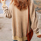 Khaki Drop Shoulder Ribbed Trim Oversized Sweatshirt