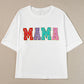 White MAMA Chenille Patched Crew Neck T Shirt