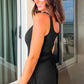 Black Peekaboo Wide Leg Square Neck Sleeveless Jumpsuit