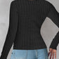 U Neck Long Sleeve Ribbed Tops Fleece Lined Basic Layering Soft Thermal Tee