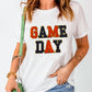 White Glitter GAME DAY Rugby Football Season Round Neck T Shirt