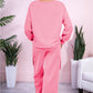 Sachet Pink Solid Color Patchwork Pullover Top and Cargo Pants Set