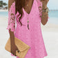 V Neck Cold Shoulder Sleeveless Lace Hem Straight Dress Vacation Dress