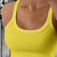 Scoop Neck Spaghetti Strap Ribbed Top Casual Sleeveless Slim Fit Tank