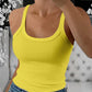 Scoop Neck Spaghetti Strap Ribbed Top Casual Sleeveless Slim Fit Tank