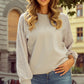 Parchment Eyelet Knit Patchwork Raglan Sleeve Pullover Top