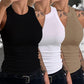3 Pack O Neck Knit Thick Strap Racerback Tank Tops