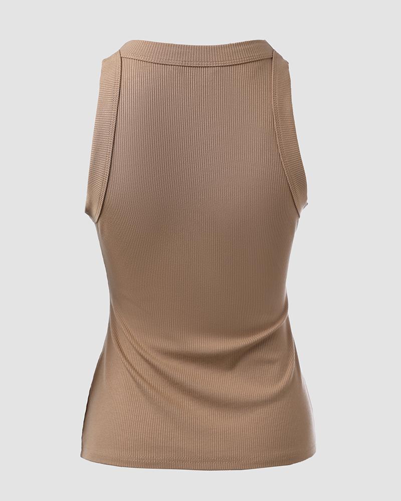 3 Pack O Neck Knit Thick Strap Racerback Tank Tops