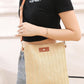 Oatmeal Straw Woven Single Button Crossbody Bag