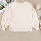 White Solid Color Waffle Knit Drop Shoulder Plus Size Sweatshirt