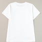 White Flower Applique Round Neck T-shirt