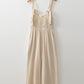 Beige Ruched High Waist Sleeveless Wide Leg Jumpsuit