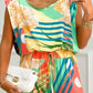 Tropical Print Round Neck Top & Drawstring Pants Set