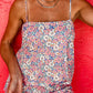 Sky Blue Floral Print Spaghetti Straps Tank Top and Shorts Set