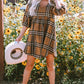 Brown Plaid Pattern Empire Waist Babydoll Dress
