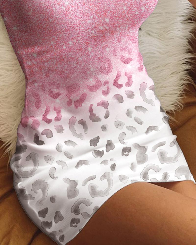 Striped Colorblock Print Contrast Binding Bodycon Dress