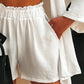 Shirred Frill Hem Bandeau Top & Pocket Design Shorts Set With Coat