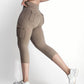 Butt Lifting Biker Capris Leggings High Waist Flap Pocket Workout Capris Gym Pants