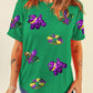 Bright Green Mardi Gras Sequin Patched Graphic Tee