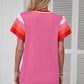 Bright Pink Contrast Flutter Sleeves Knitted Sweater T Shirt