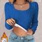 U Neck Long Sleeve Ribbed Tops Fleece Lined Basic Layering Soft Thermal Tee