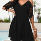 V Neck Cold Shoulder Sleeveless Lace Hem Straight Dress Vacation Dress