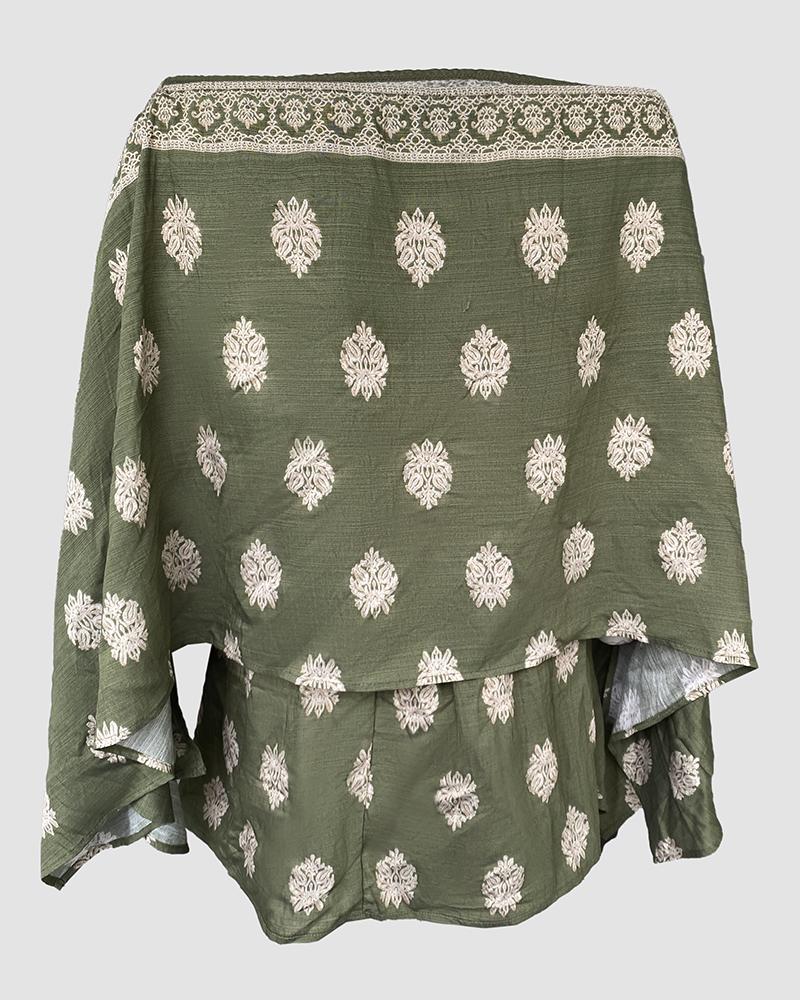 3 Pieces Outfit Solid Off Shoulder Split Sleeve Convertible Crop Top and Casual Elastic Waist Skorts Set With Bandeau(Without Belt)